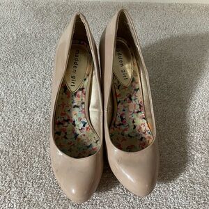 Madden Girl Patent Leather Nude 3.5 Inch Heels